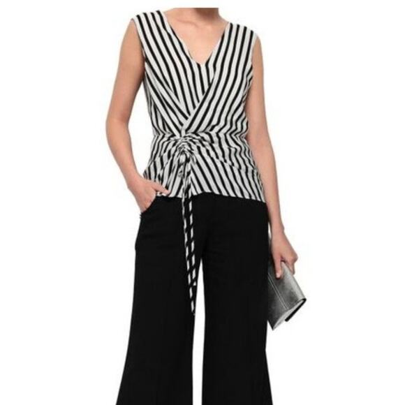 Derek Lamb 100% Silk‎ Stripe Sleeveless Blouse Size 10 - Picture 1 of 15